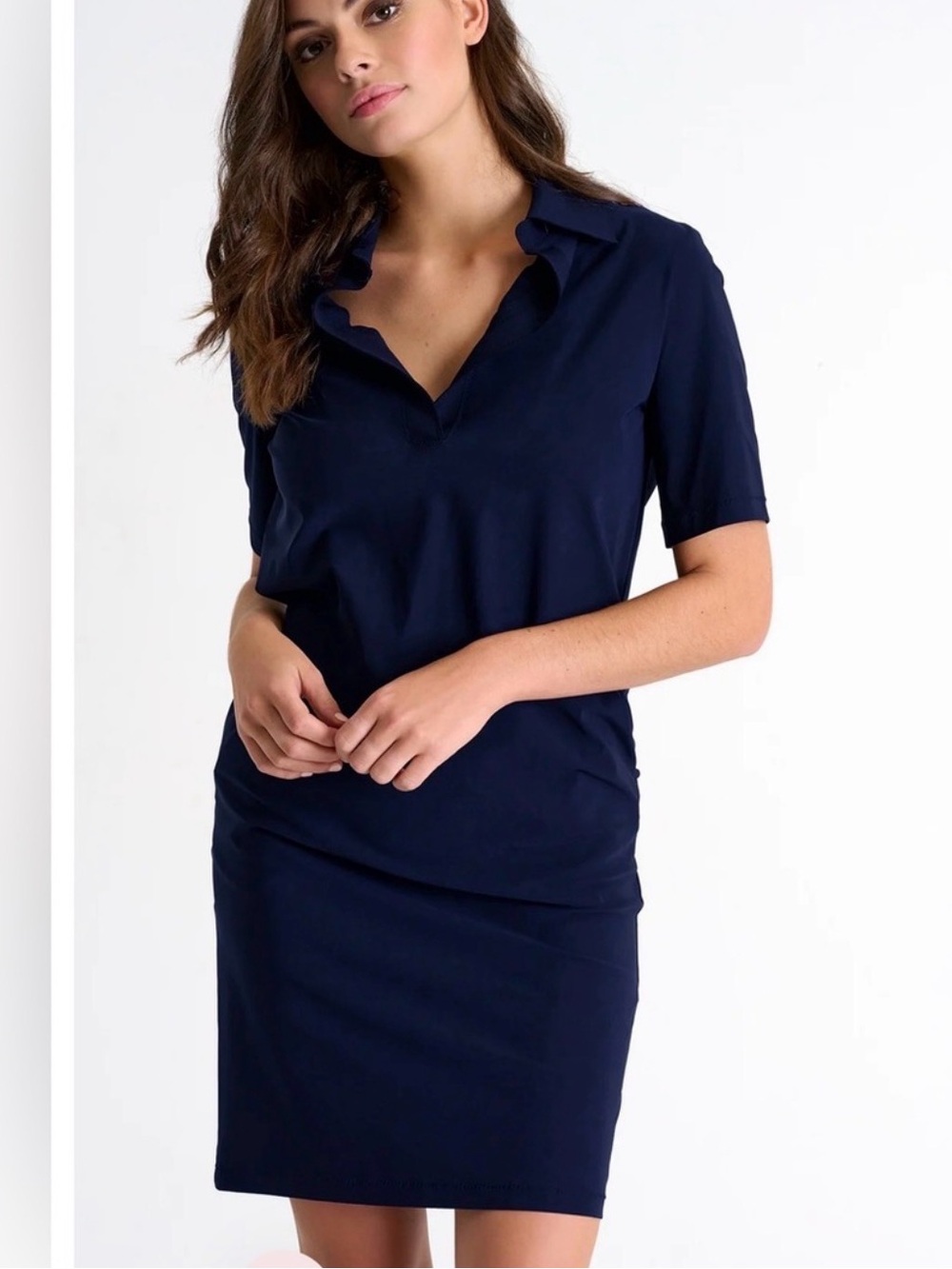 SHAN ELISABETH SHORT SLEEVE LYCRA POLO DRESS - Navy